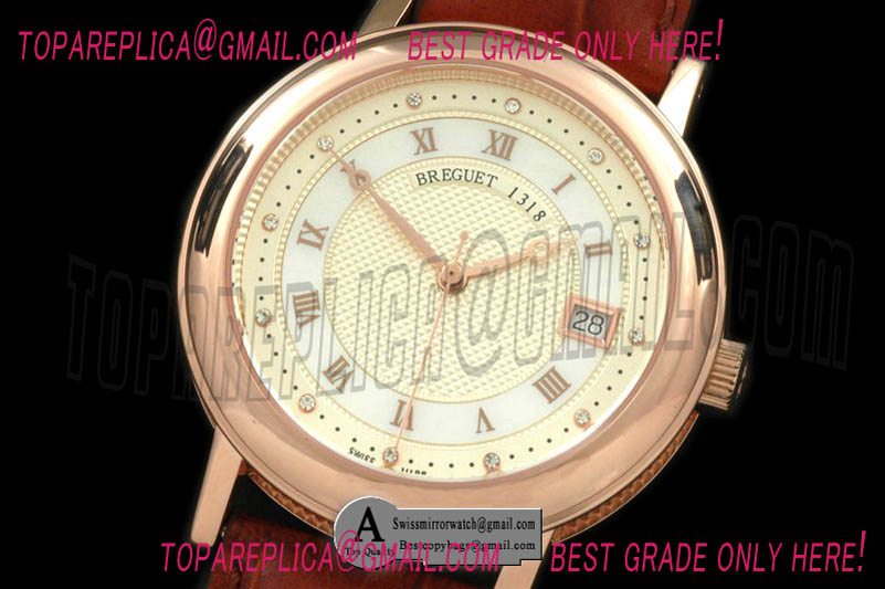 Breguet Classique Automatic 4927 Rose Gold/Leather Cream Asian Eta Replica Watches