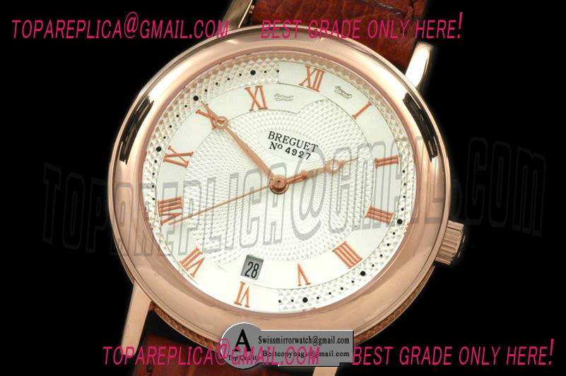 Breguet Classique Automatic 4927 Rose Gold/Leather White Asian Eta Replica Watches