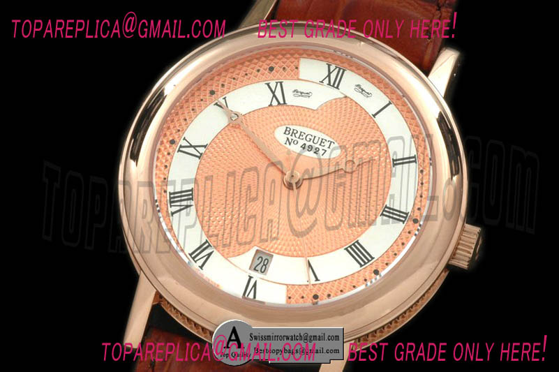 Breguet Classique Automatic 4927 Rose Gold/Leather Salmon Asian Eta Replica Watches