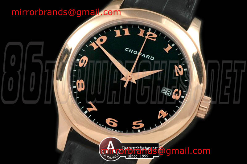 Luxury Chopard LUC Automatic Rose Gold/Leather Black Asia 2824