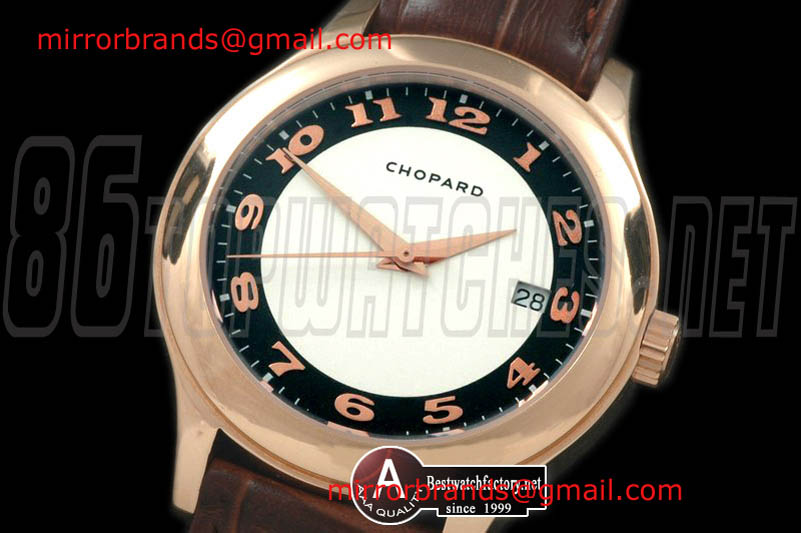 Luxury Chopard LUC Automatic Rose Gold/Leather White/Black Asia 2824