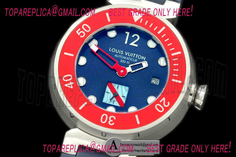 Louis Vuitton Tambour Men Diving SS/Rubber Blue Asian 2813 21J