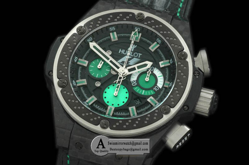 Hublot King Power F1 Interlago SS/Leather Black/Grn A-7750 28800bph Replica Watches