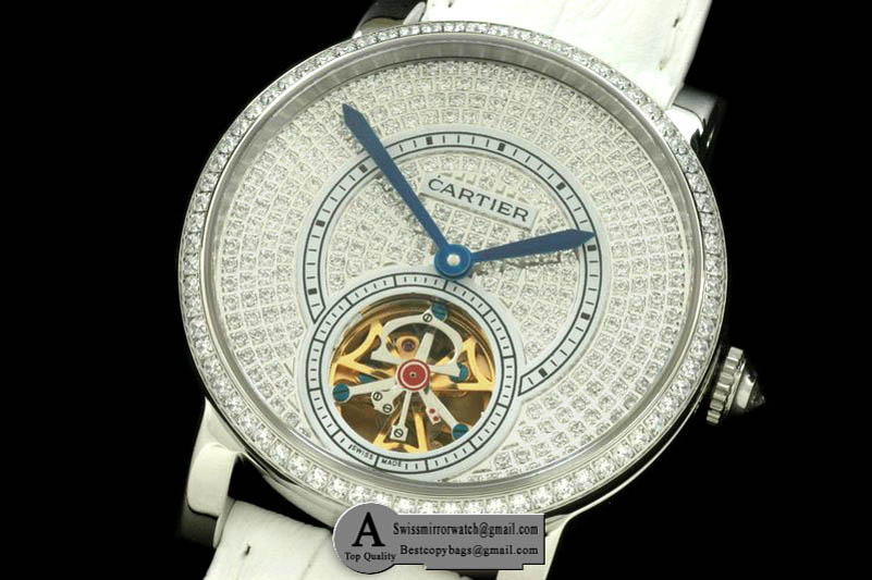 Cartier Ronde de Cartier Tourbillon SS Leather White Asian 2813 Replica Watches
