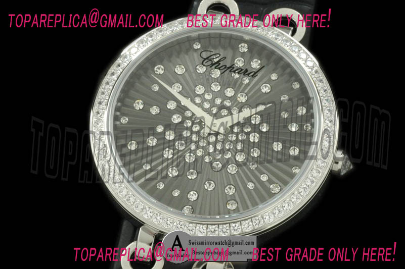 Chopard Xtravagaza Mid SS Leather Grey Swiss Quartz Replica Watches
