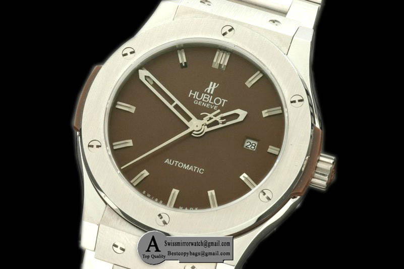 Hublot Classic Fusion SS SS Steel Bezel Brown Asia 2813 Replica Watches