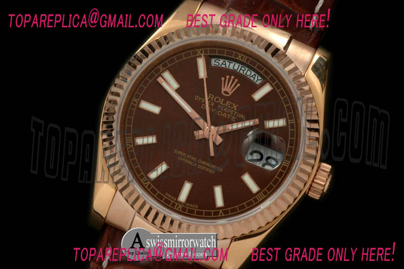 Rolex DayDate Fluted Brown RG/LE Asian 2836