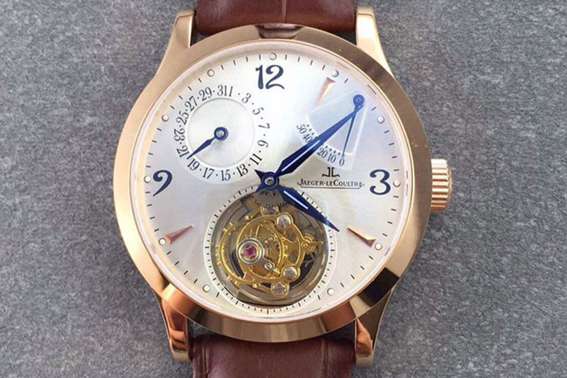 Jaeger-LeCoultre Master Tourbillon Power Reserve Day Date Rose Gold Silver Dial