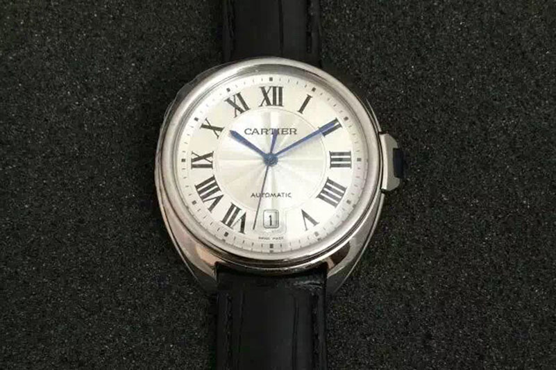 Cle de Cartier SS V6F Best Edition White Textured Dial on Black Leather Strap MIYOTA9015