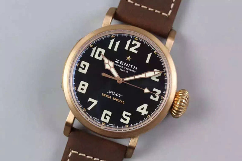 Zenith Pilot Type 20 Extra Special Bronze V6F 1:1 Best Edition on Brown Asso Strap MIYOTA 9015