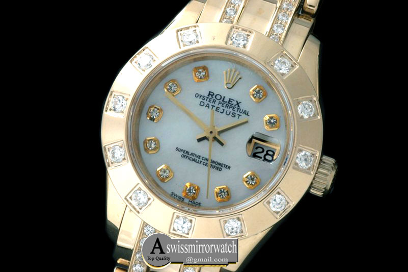 Rolex 12-Diamond Bezel RG MOP Wht/Diam S-2671