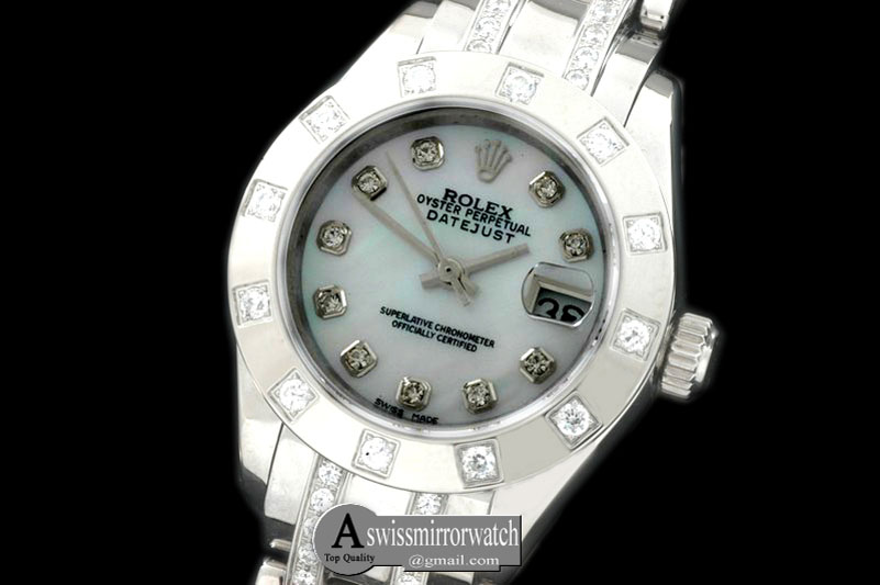 Rolex 12-Diamond Bez SS MOP Wht/Diam S-2671