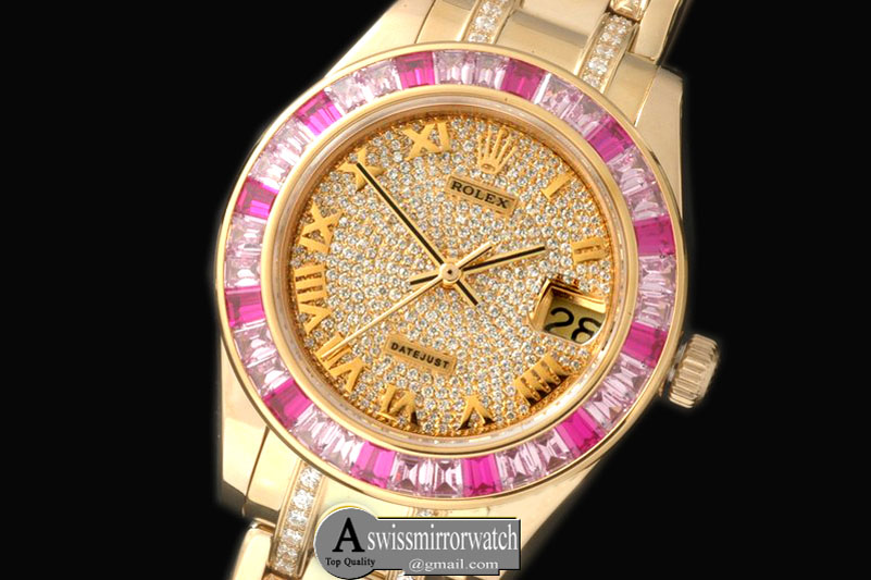 Rolex Diam/Ruby Bez YG Diamond/Roman Asian Eta 2824