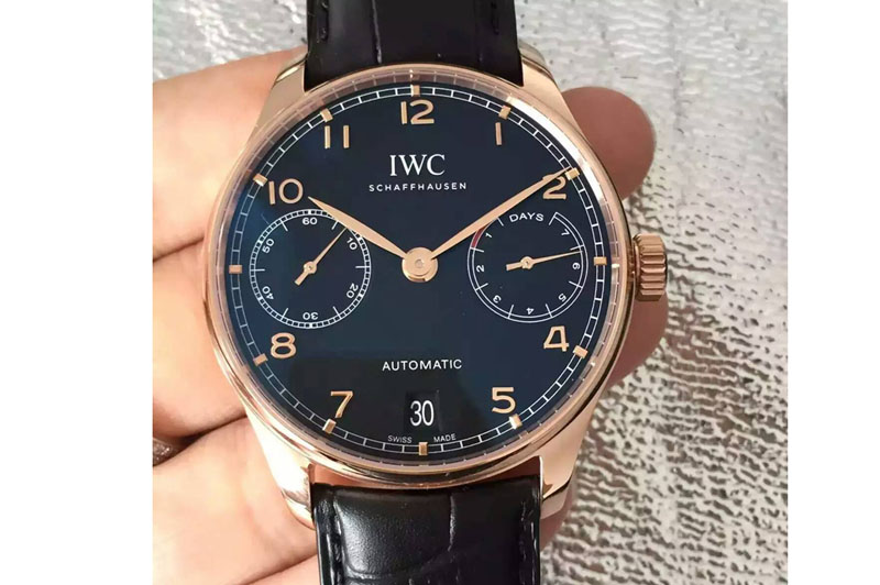 IWC Portuguese Real PR IW500701 RG ZF 1:1 Best Edition Black Dial on Black Leather Strap A52010 V3