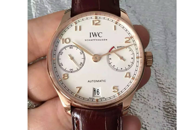 IWC Portuguese Real PR IW500701 RG ZF 1:1 Best Edition White Dial on Brown Leather Strap A52010 V3