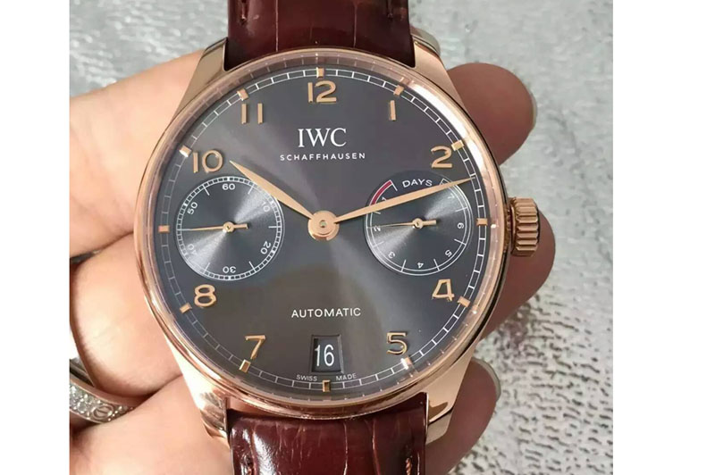 IWC Portuguese Real PR IW500701 RG ZF 1:1 Best Edition Grey Dial on Brown Leather Strap A52010 V3