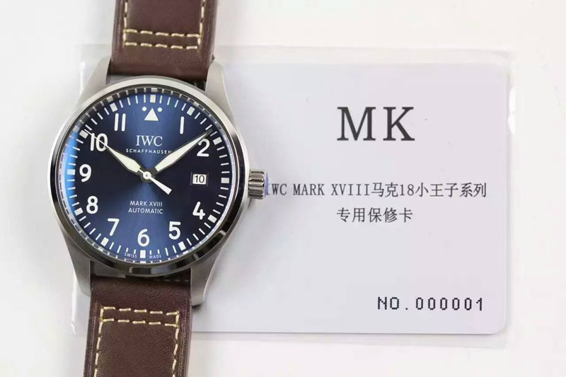 IWC MARK XVII Le Petit Prince IW327004 SS MK Blue DIAL ON Brown LEATHER STRAP A2892