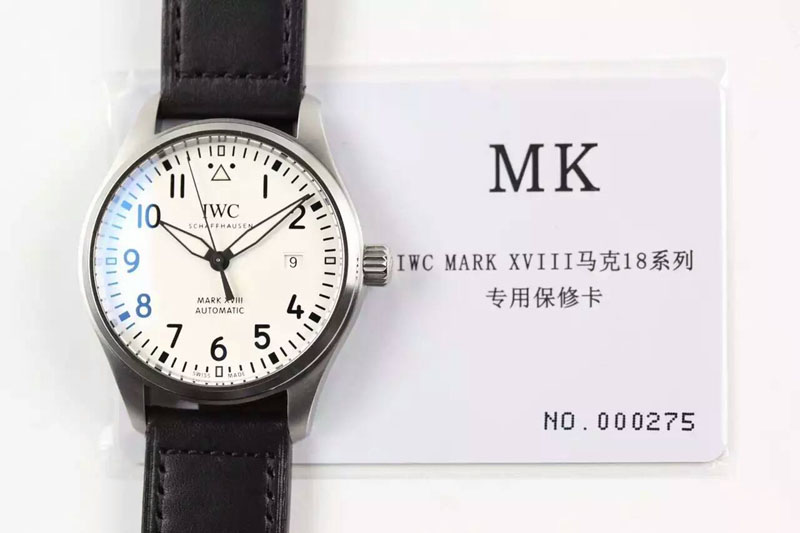 IWC MARK XVII IW327002 SS MK WHITE DIAL ON BLACK LEATHER STRAP A2892