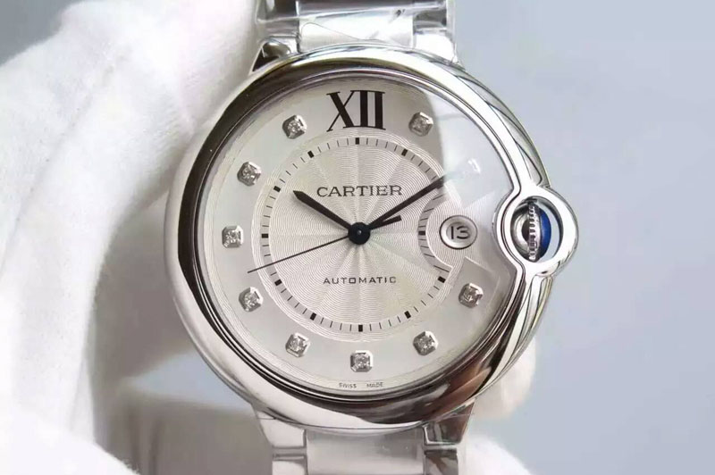 Cartier Ballon Bleu 42mm SS JF Best Edition White Dial Diamonds Markers on SS Bracelet