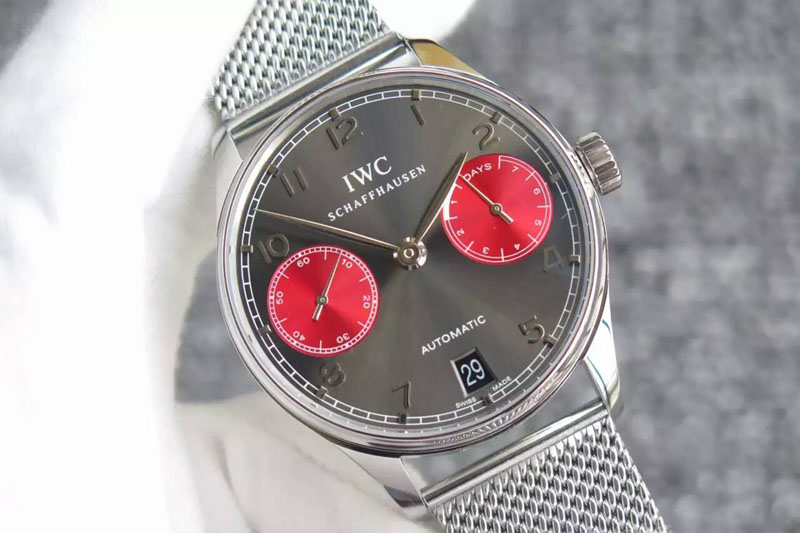 IWC Portuguese Real PR IW500126 YLF 1:1 Best Edition Gray/Red Dial on SS Bracelet A52010 V3