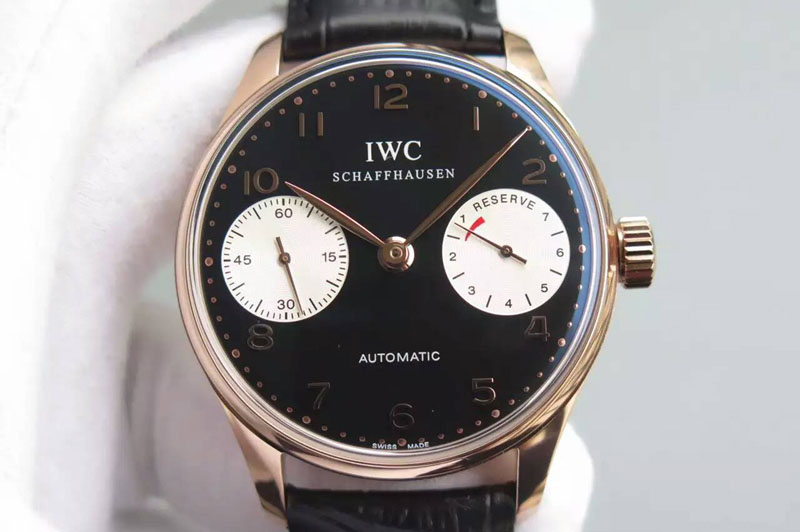 IWC Portuguese Real PR IW5001 YLF 1:1 Best Edition RG Black/White Dial on Black Leather Strap A52010 V3