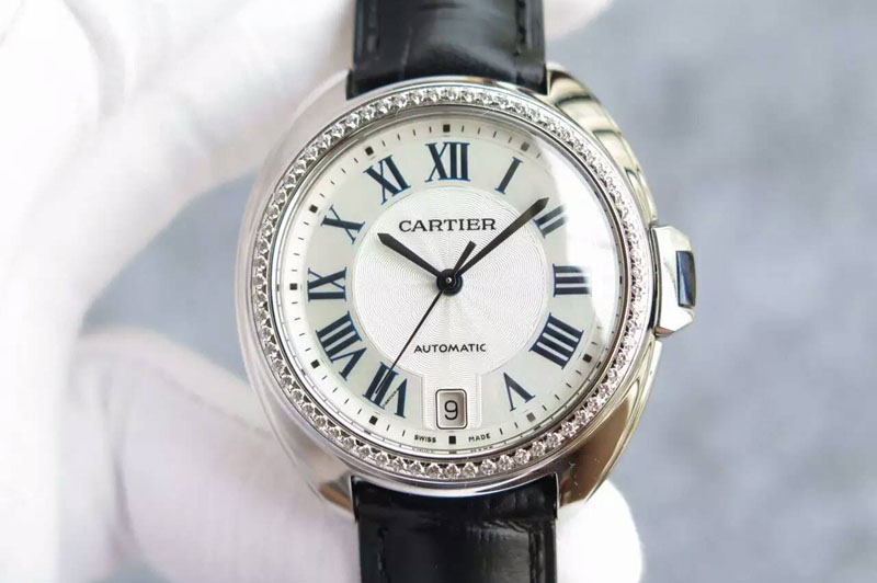 Cle de Cartier SS 35mm V6F Best Edition White Textured Dial Dia Bezel on MIYOTA9015 (6 Color Strap Option)