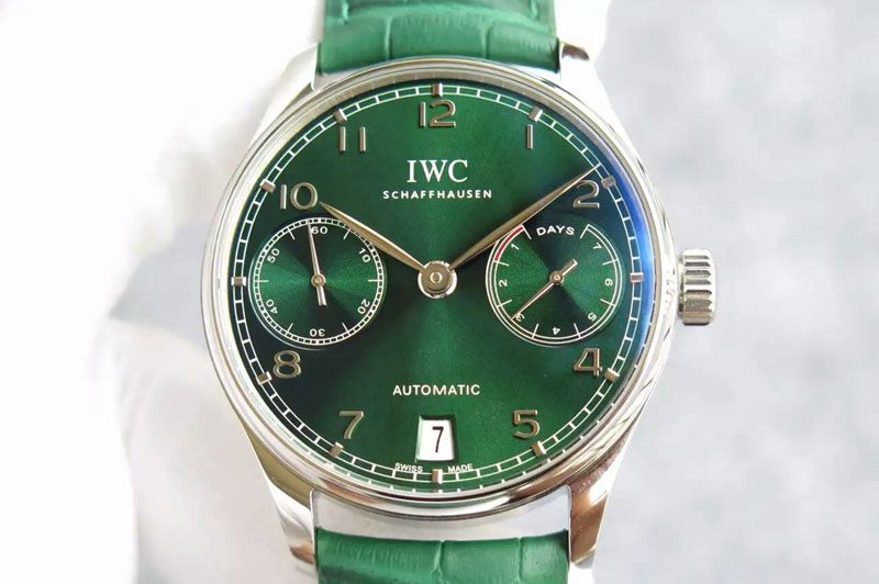 IWC Portuguese Real PR RG YLF 1:1 Best Edition Green Dial on Green Leather Strap A52010 V3