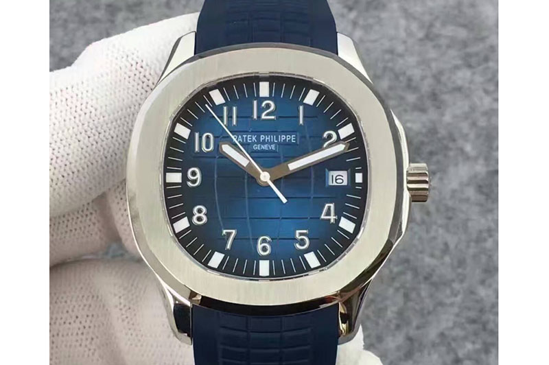 Patek Philippe Aquanaut Jumbo SS Blue Textured Dial on Blue Rubber Strap A324