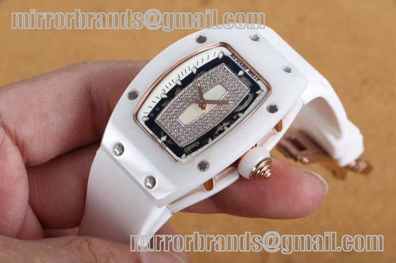 Richard Mille RM007 Bling Bling Limited Edition White Ceramic/White/RG//RU Asian 21J Decorated