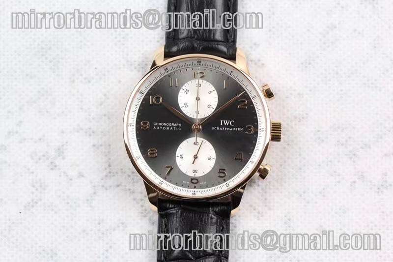 IWC Portuguese Chrono IW371433 "Jacky Chen" ZF 1:1 Best Edition on Black Leather Strap A7750 (Same Thickness as Genuine)