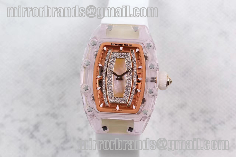 Richard Mille RM 007 Lady Transparent Case MOP Orange Diamonds Dial 6T51