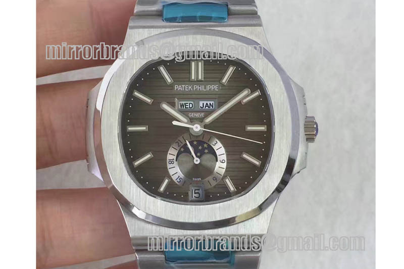 Patek Philippe Nautilus 5726 Complicated SS Grey Textured Dial on SS Bracelet A324