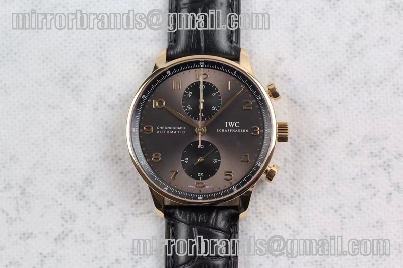 IWC Portuguese IW371482 ZF V3 1:1 Best Edition RG Gray dial on Black Leather Strap A79350 (Slim Movement)