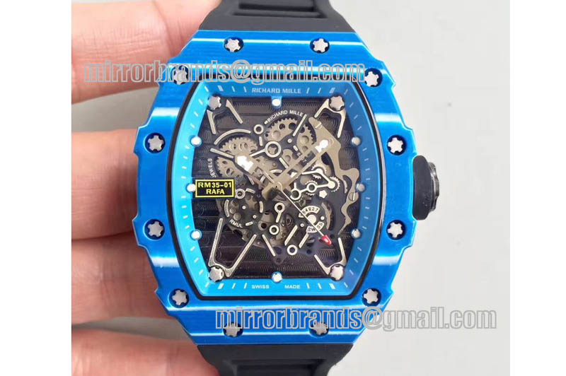 Richard Mille RM35-01 Rafa Blue Forge Carbon Blue Inner Bezel Skeleton Dial