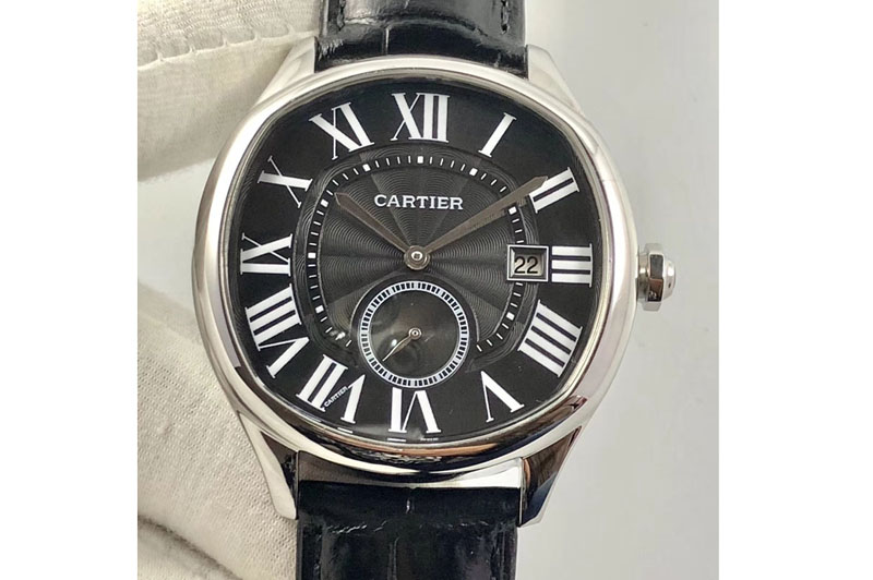 Cartier Drive de SS TF Best Edition Black Textured Dial on Leather Strap A23J to 1904-PS MC MORE DETAILS