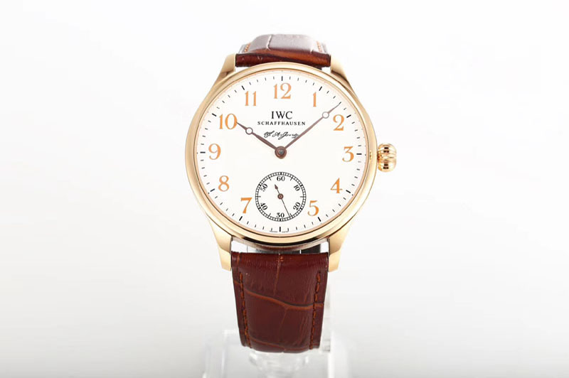 IWC Portuguese IW544201 RG GSF 1:1 Best Edition White Dial RG Number Markers on Brown Leather Strap