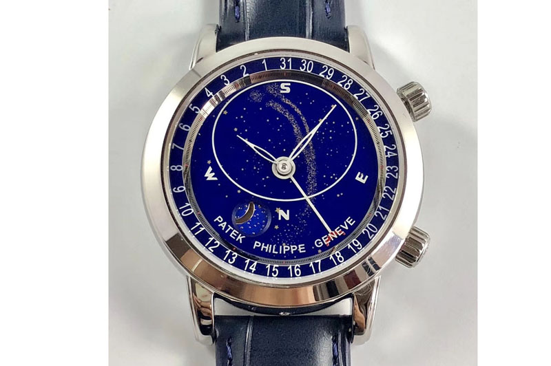 Patek Philippe 6102P Moon SS Blue Dial on Blue Leather Strap A240