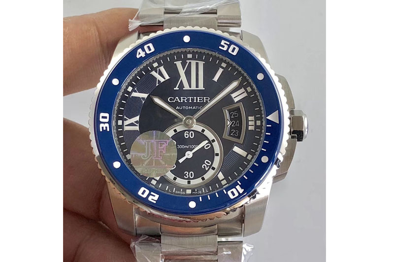 Calibre de Cartier W7100056 SS JJF 1:1 Best Edition Blue Dial SS Bracelet 23J