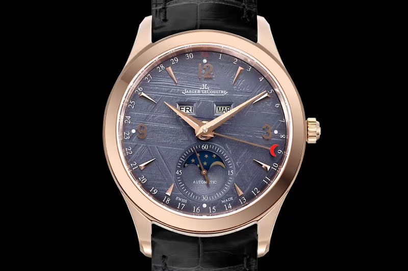 Jaeger-LeCoultre Master Calendar RG OMF 1:1 Best Edition Gray Dial on Brown Leather Strap A866