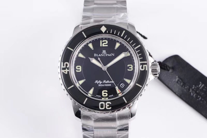 Blancpain Fifty Fathoms SS Black ZF 1:1 Best Edition Black Dial on SS Bracelet A2836