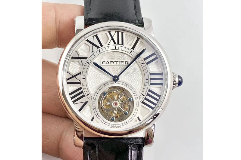 Cartier Rotonde Flying Tourbillon SS BLF Best Edition White Dial on Black Leather Strap V2