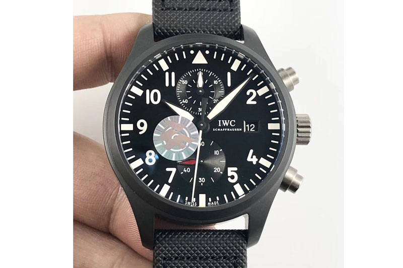 IWC PILOT IW389001 ZF 1:1 Best Edition Ceramic Case Black Dial on Nylon Strap A7750(same function as genuine)