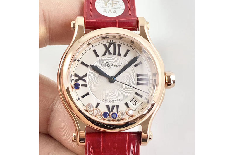 Chopard Happy Sport Automatic SS/RG 36mm OXF White Dial on Red Leather Strap A2892