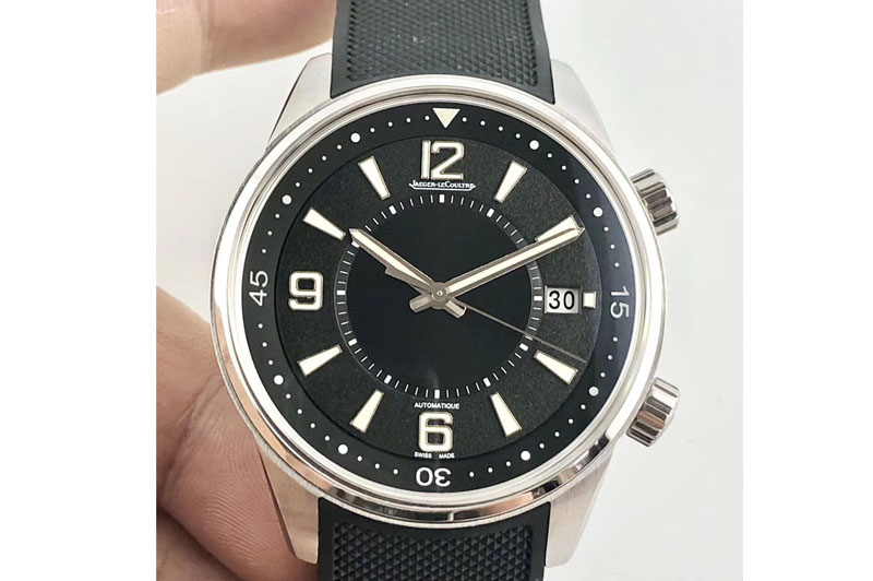 Jaeger-LeCoultre Polaris Geographic SS ZF 1:1 Best Edtion Black Dial on Black Rubber Strap Miyota 9015