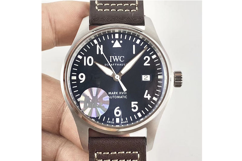IWC Mark XVIII IW327010 SS M+F 1:1 Best Edition Blue Dial on Brown Leather Strap A35111 (Free Nylon Strap)