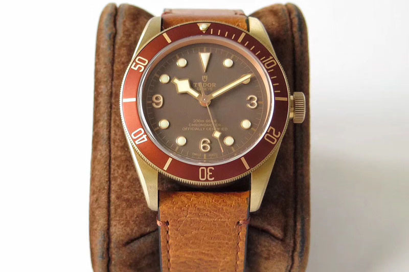 Tudor Heritage Black Bay Bronze XF 1:1 Best Edition on Brown Leather Strap A2824 V4 (Free Nato Strap)