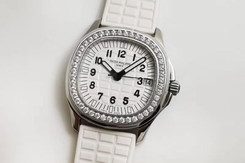 Patek Philippe Aquanaut 5068 SS PPF 1:1 Best Edition White Textured Dial on White Rubber Strap 324CS