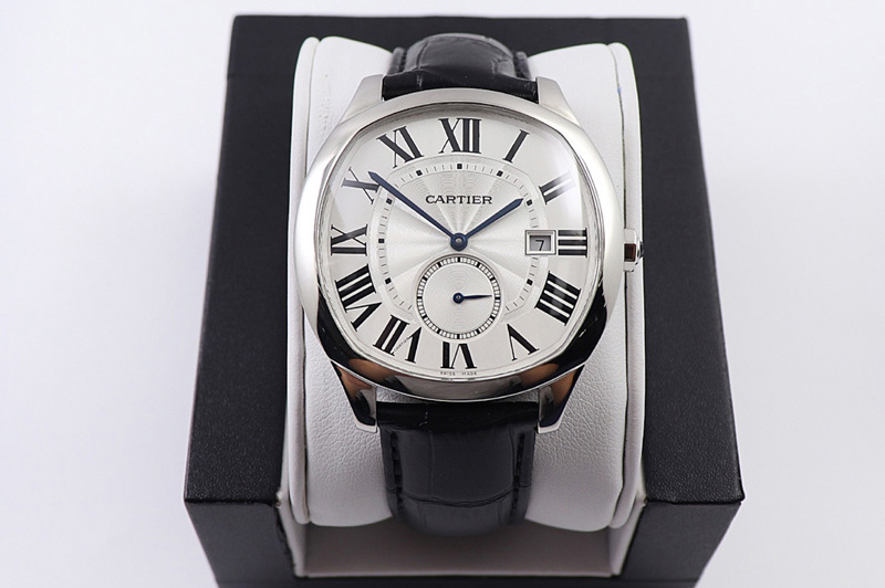 Cartier Drive de SS GSF 1:1 Best Edition White Textured Dial on Black Leather Strap A23J to 1904-PS MC V2