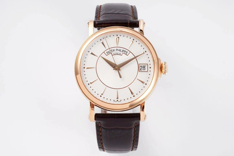 Patek Philippe Calatrava 5153G-010 RG ZF 1:1 Best Edition White textured dial on Brown Leather Strap A324CS