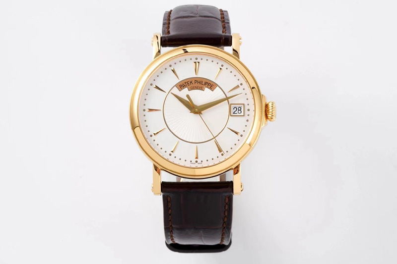 Patek Philippe Calatrava 5153G-010 YG ZF 1:1 Best Edition White textured dial on Brown Leather Strap A324CS
